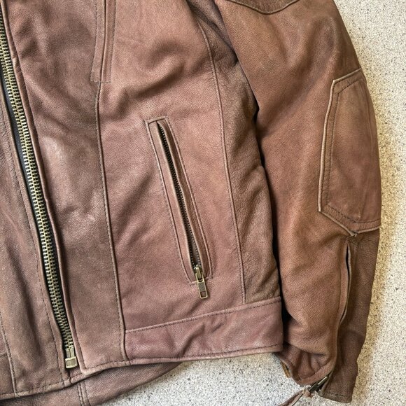 Vintage Walter Dyer Brown Leather Jacket Mens 36 Biker Motorcycle Riding USA - Picture 7 of 16